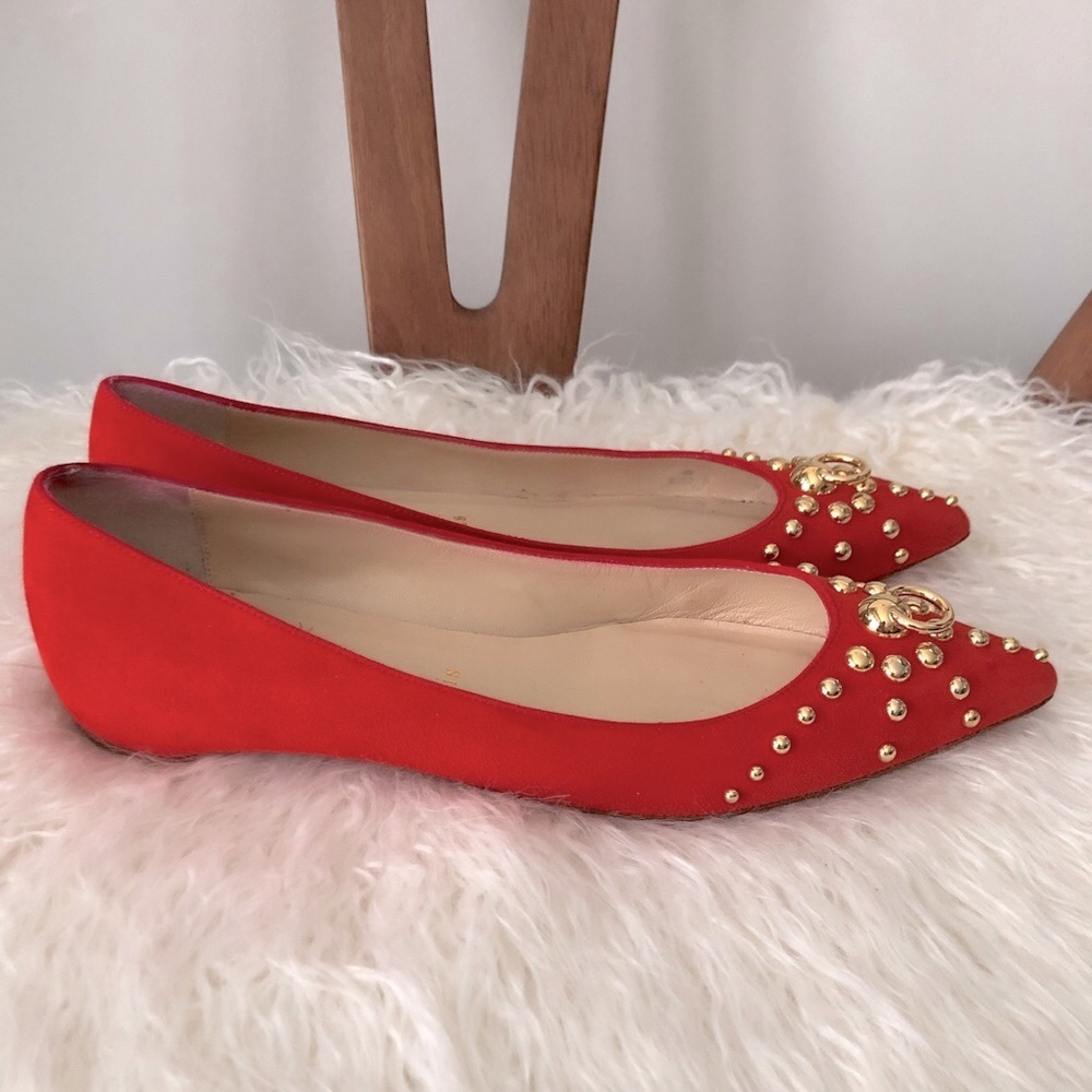 💥 LOUBOUTIN Door Knock Red Flats Sz 37 - Picture 5 of 8